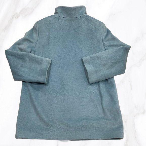 Vintage Dana Buchman Baby Blue Angora Blend Mockneck‎ Zip-Up Peacoat, Size 14 - Picture 2 of 6